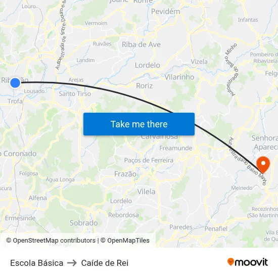 Escola Básica to Caíde de Rei map