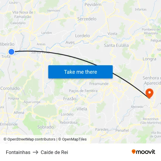 Fontainhas to Caíde de Rei map