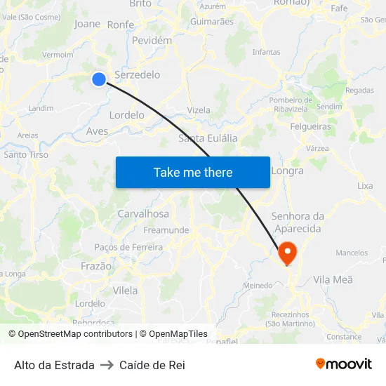 Alto da Estrada to Caíde de Rei map