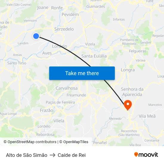 Alto de São Simão to Caíde de Rei map