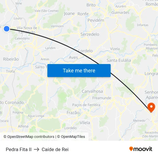 Pedra Fita II to Caíde de Rei map