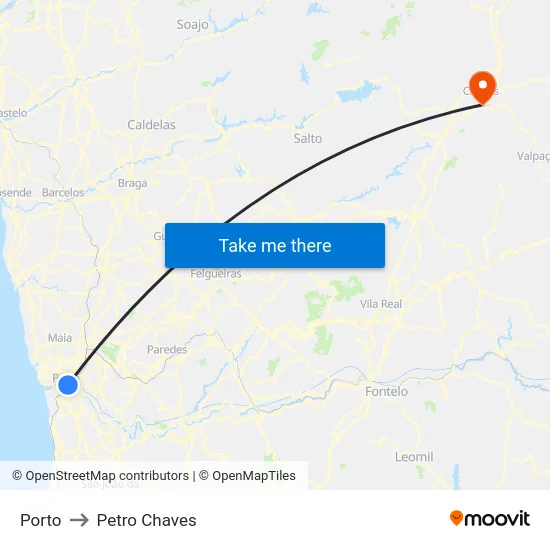 Porto to Petro Chaves map