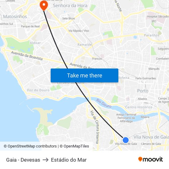 Gaia - Devesas to Estádio do Mar map