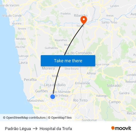 Padrão Légua to Hospital da Trofa map