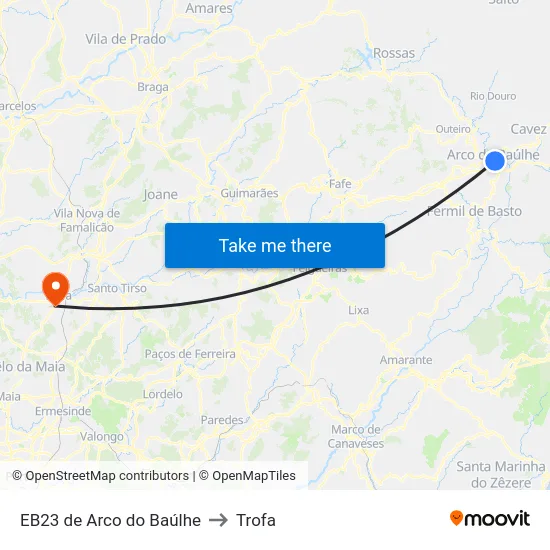 EB23 de Arco do Baúlhe to Trofa map