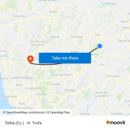 Telha (Cz.) to Trofa map