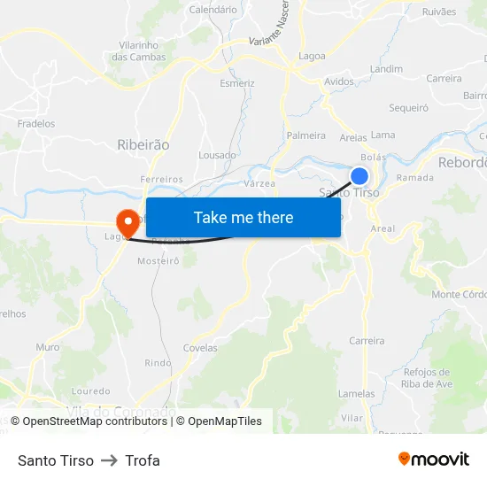 Santo Tirso to Trofa map