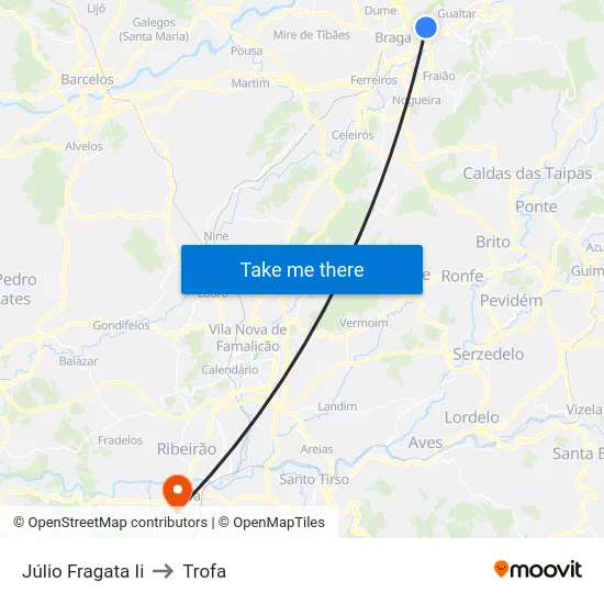 Júlio Fragata Ii to Trofa map