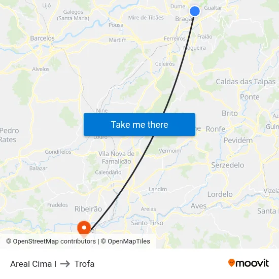 Areal Cima I to Trofa map