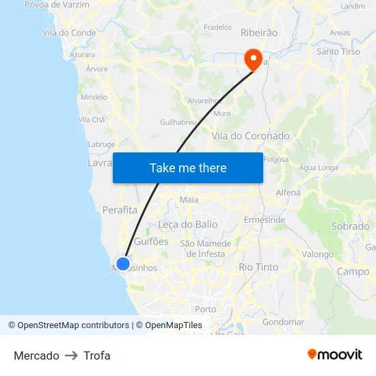 Mercado to Trofa map