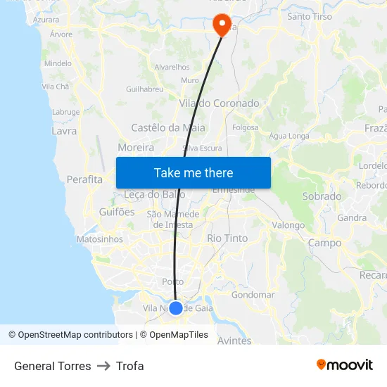 General Torres to Trofa map