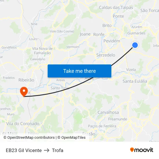 EB23 Gil Vicente to Trofa map
