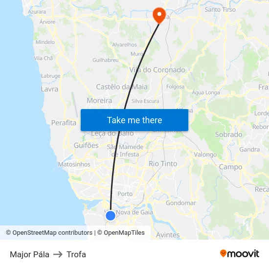 Major Pála to Trofa map