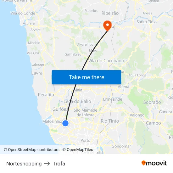 Norteshopping to Trofa map