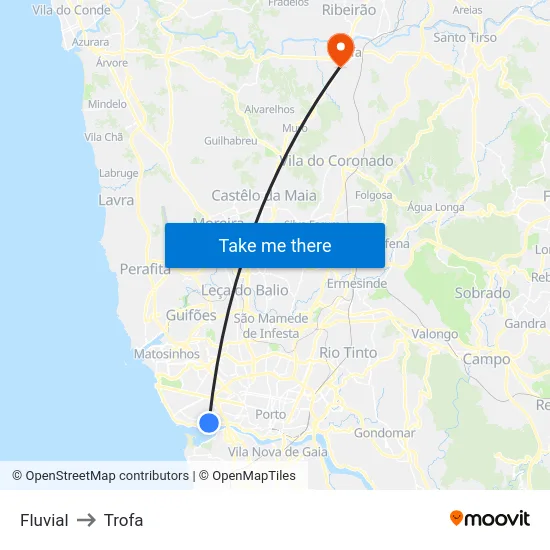 Fluvial to Trofa map