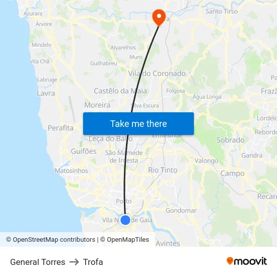General Torres to Trofa map