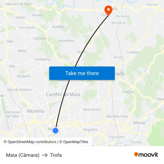 Maia (Câmara) to Trofa map