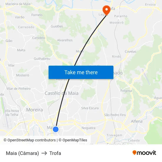 Maia (Câmara) to Trofa map