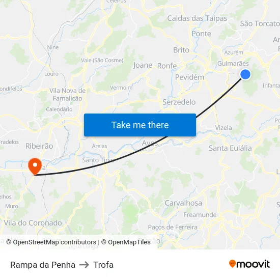 Rampa da Penha to Trofa map