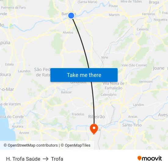 H. Trofa Saúde to Trofa map