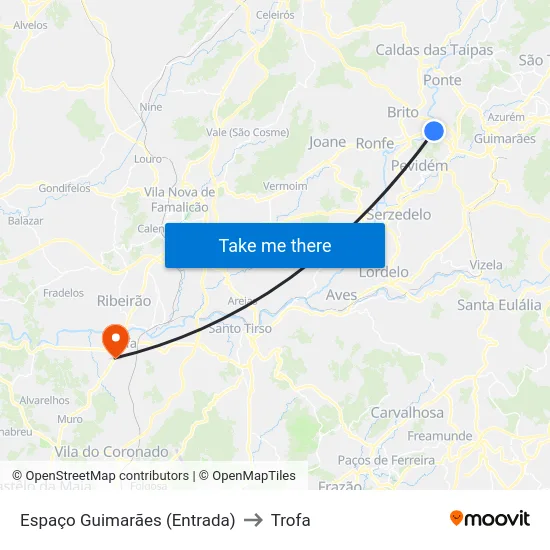 Espaço Guimarães (Entrada) to Trofa map
