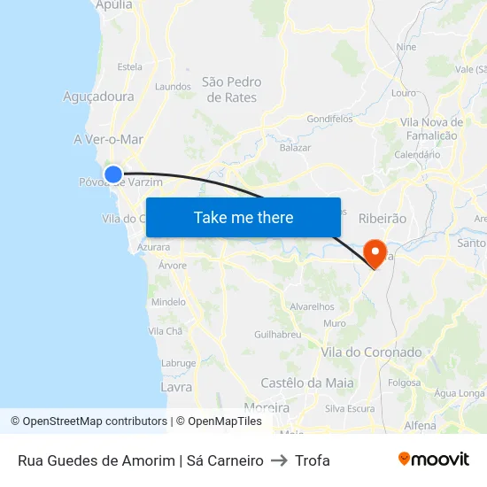 Rua Guedes de Amorim | Sá Carneiro to Trofa map