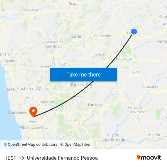 IESF to Universidade Fernando Pessoa map