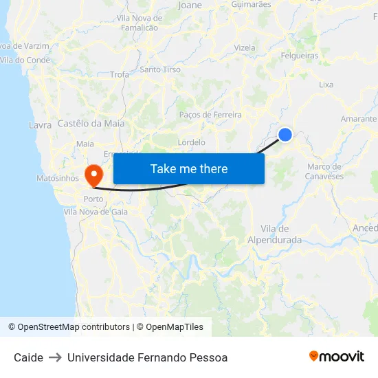 Caide to Universidade Fernando Pessoa map