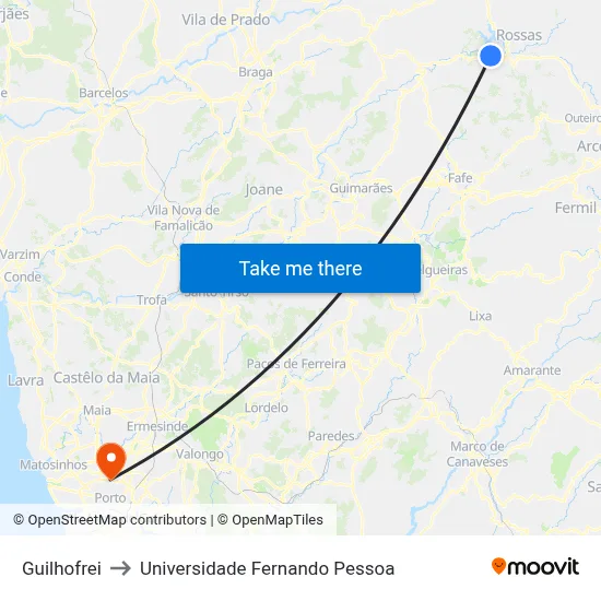 Guilhofrei to Universidade Fernando Pessoa map
