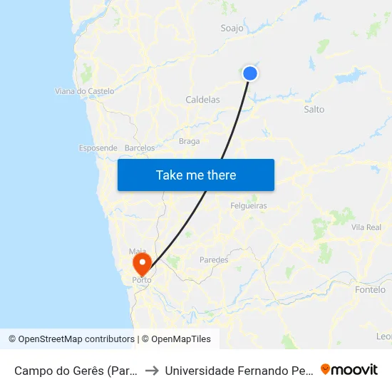 Campo do Gerês (Parque) to Universidade Fernando Pessoa map