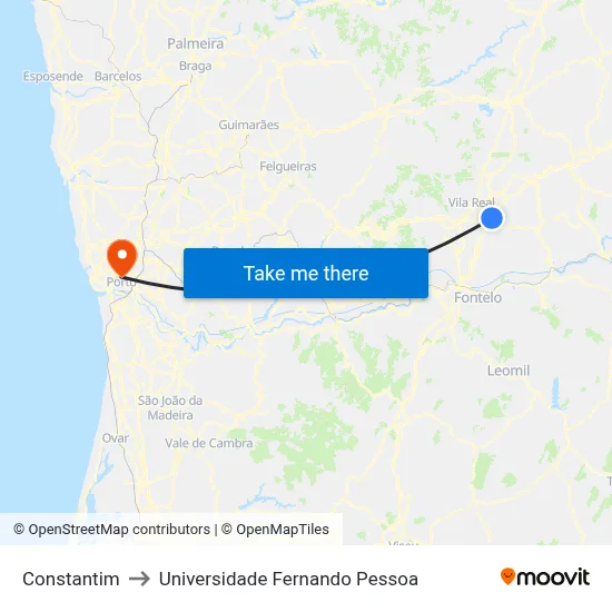 Constantim to Universidade Fernando Pessoa map