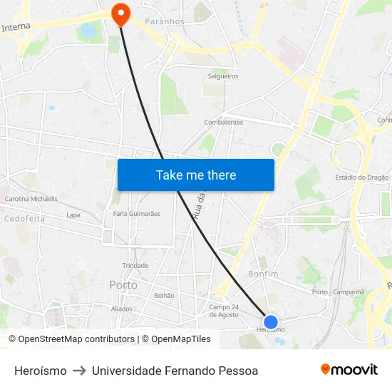 Heroísmo to Universidade Fernando Pessoa map