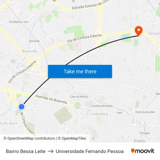 Bairro Bessa Leite to Universidade Fernando Pessoa map