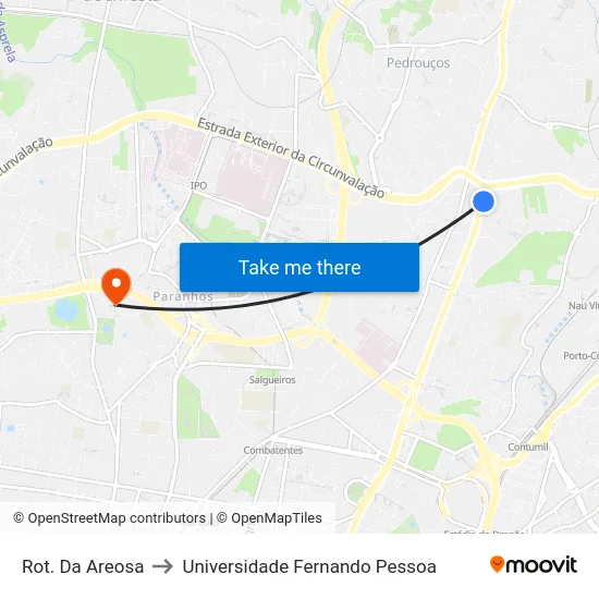 Rot. Da Areosa to Universidade Fernando Pessoa map
