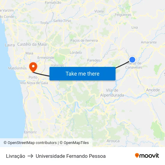 Livração to Universidade Fernando Pessoa map