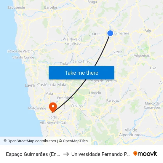 Espaço Guimarães (Entrada) to Universidade Fernando Pessoa map