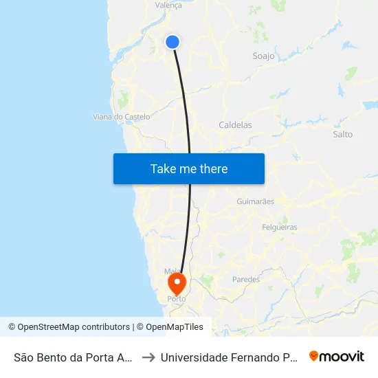 São Bento da Porta Aberta to Universidade Fernando Pessoa map