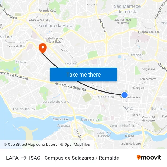 LAPA to ISAG - Campus de Salazares / Ramalde map