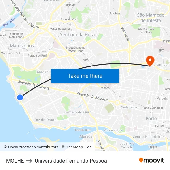 MOLHE to Universidade Fernando Pessoa map