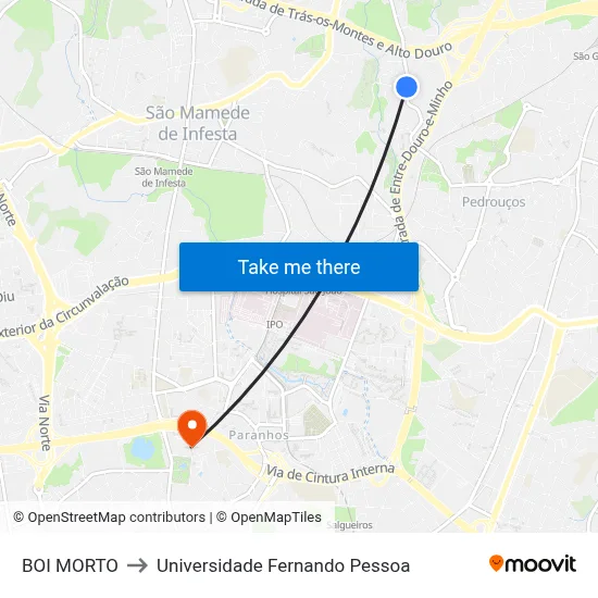 BOI MORTO to Universidade Fernando Pessoa map