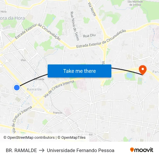 BR. RAMALDE to Universidade Fernando Pessoa map