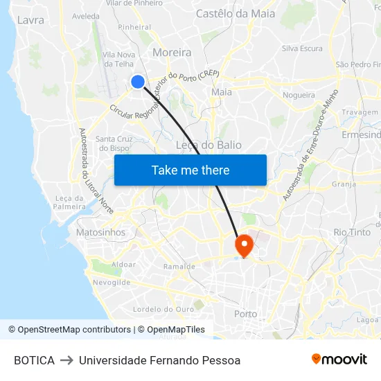 BOTICA to Universidade Fernando Pessoa map