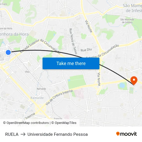 RUELA to Universidade Fernando Pessoa map
