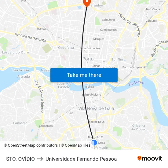 STO. OVÍDIO to Universidade Fernando Pessoa map