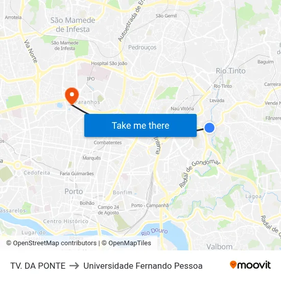 TV. DA PONTE to Universidade Fernando Pessoa map