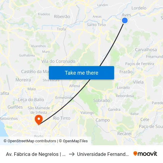 Av. Fábrica de Negrelos | Arribadas to Universidade Fernando Pessoa map