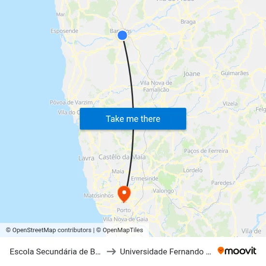 Escola Secundária de Barcelos to Universidade Fernando Pessoa map