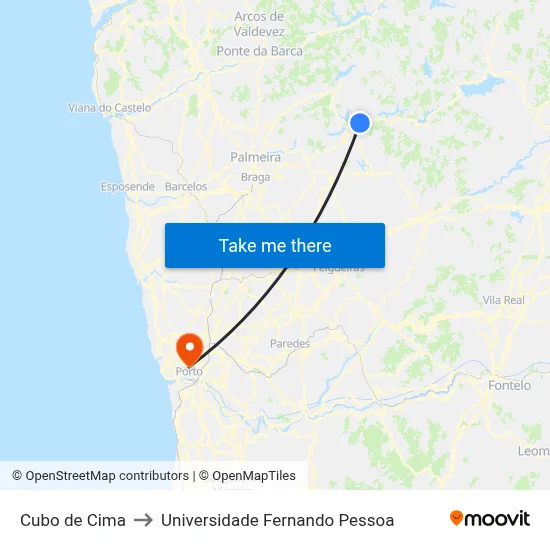 Cubo de Cima to Universidade Fernando Pessoa map
