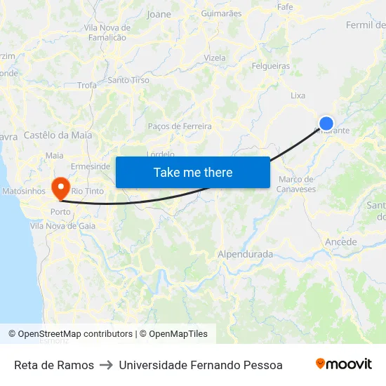 Reta de Ramos to Universidade Fernando Pessoa map
