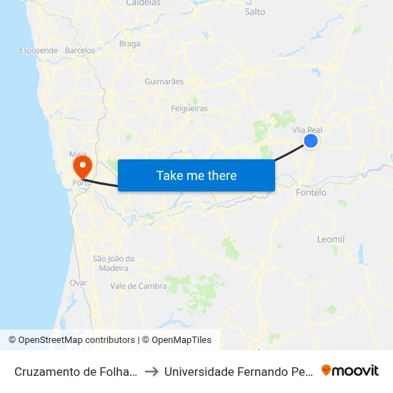 Cruzamento de Folhadela to Universidade Fernando Pessoa map